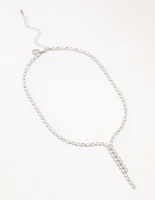 Silver  Cubic Zirconia Y-Necklace