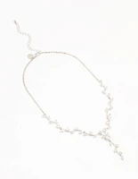 Rhodium Cubic Zirconia Vine Y-Necklace