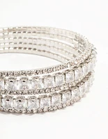 Rhodium Layered Cubic Zirconia Wrist Cuff