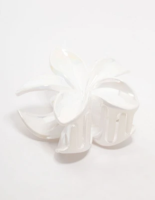 White Frangipani Claw Clip