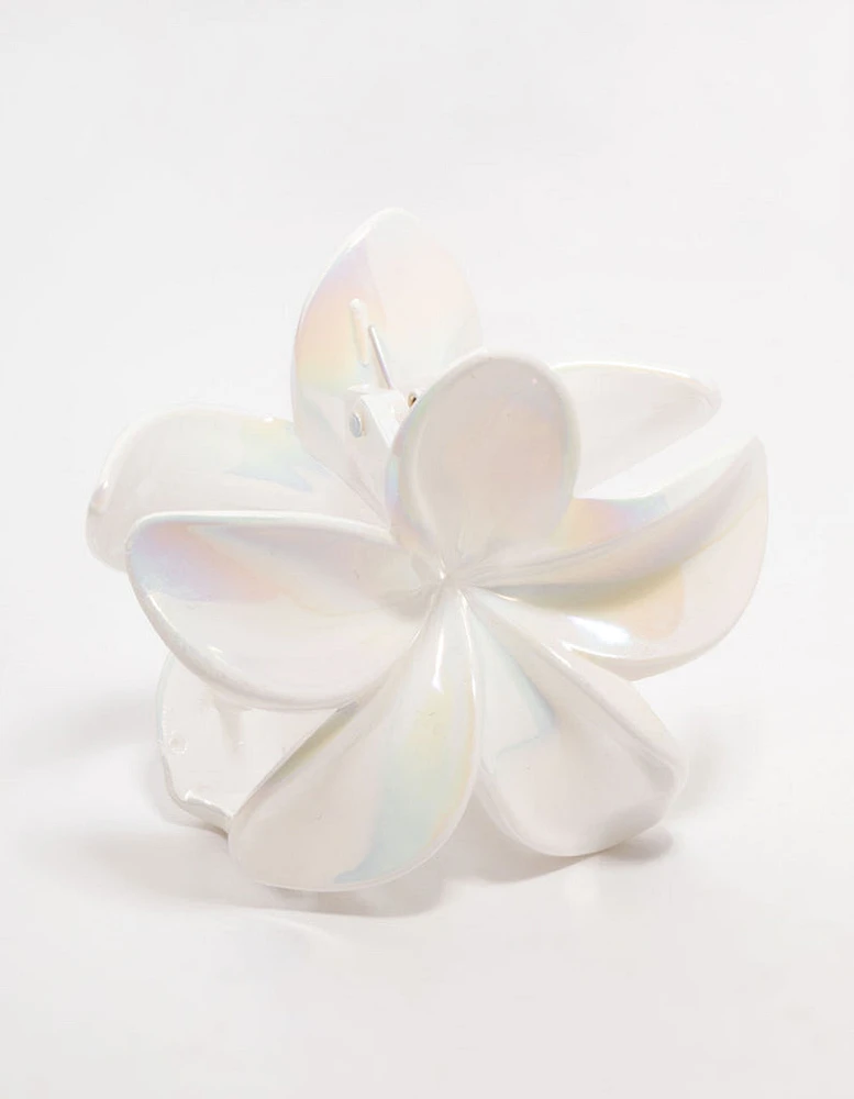 White Frangipani Claw Clip