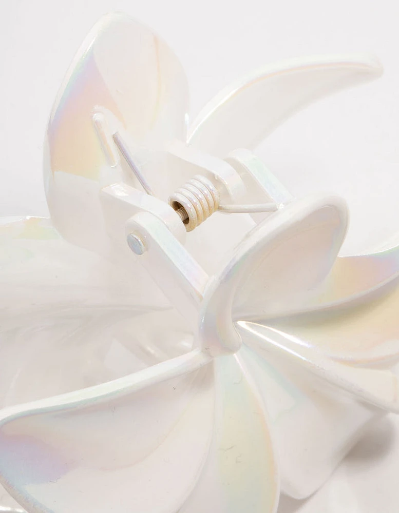 White Frangipani Claw Clip