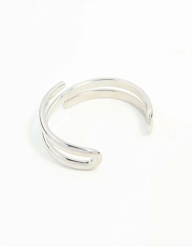 Rhodium Metal Wrap Around  Wrist Cuff