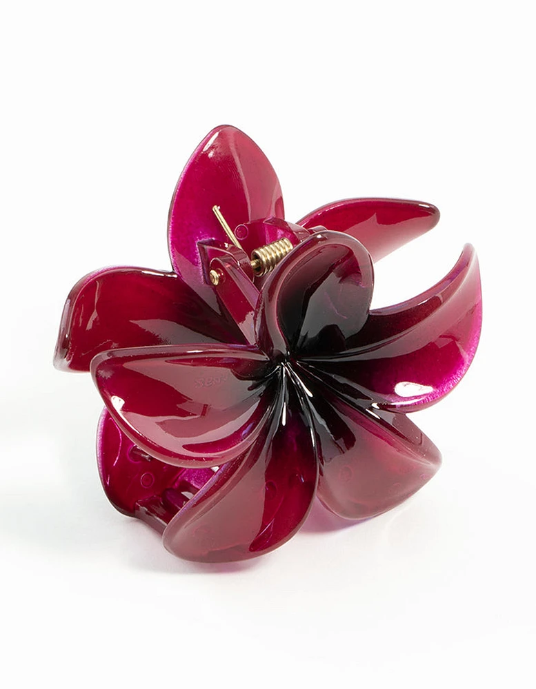 Burgundy Ombre Tropical Hibiscus Claw Clip