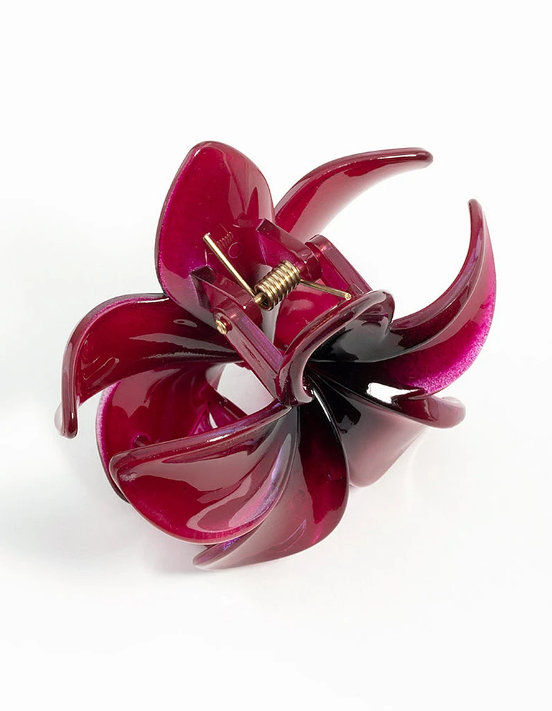 Burgundy Ombre Tropical Hibiscus Claw Clip