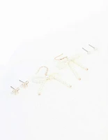 Rose Gold, Pearl & Bow Earrings 3-Pack