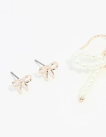 Rose Gold, Pearl & Bow Earrings 3-Pack