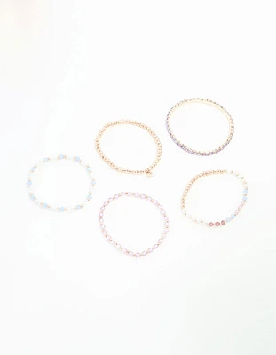 Rose Gold Beaded Bracelets 5-Pack