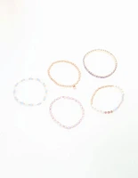 Rose Gold Beaded Bracelets 5-Pack