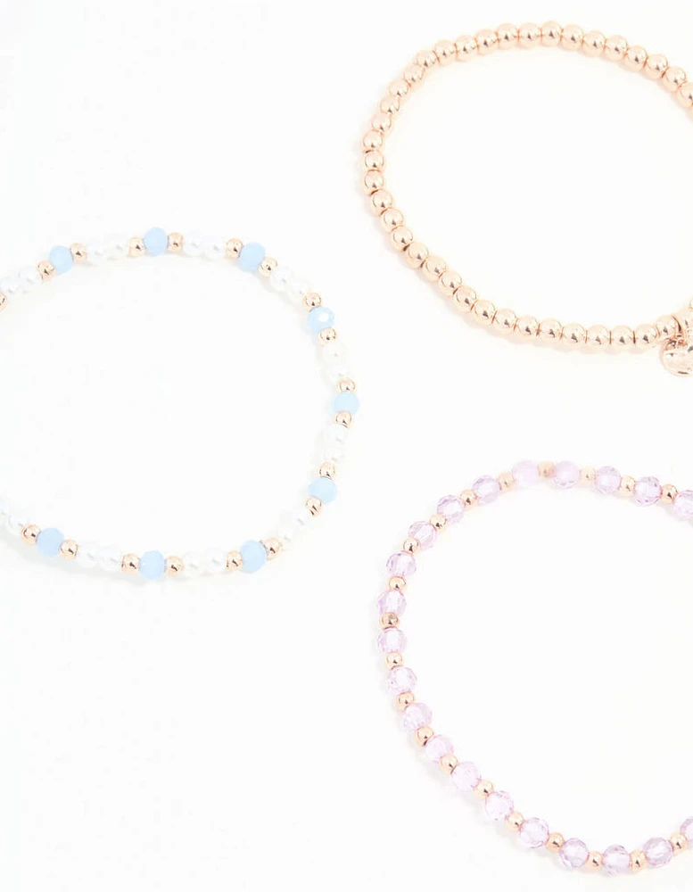 Rose Gold Beaded Bracelets 5-Pack