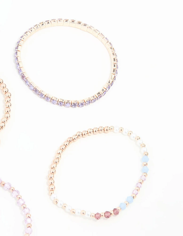 Rose Gold Beaded Bracelets 5-Pack