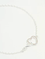 Sterling Silver Infinity & Cubic Zirconia Heart Link Bracelet