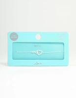 Sterling Silver Infinity & Cubic Zirconia Heart Link Bracelet