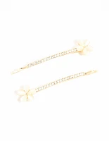 Gold Pave Diamante Flower Slides 2-Pack