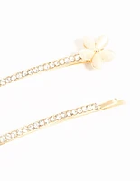 Gold Pave Diamante Flower Slides 2-Pack