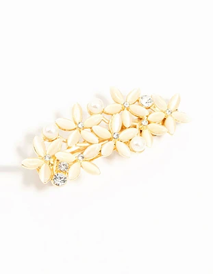 Pearl & Flower Cluster Hair Clip