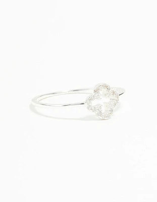 Sterling Silver Cubic Zirconia Clover Ring