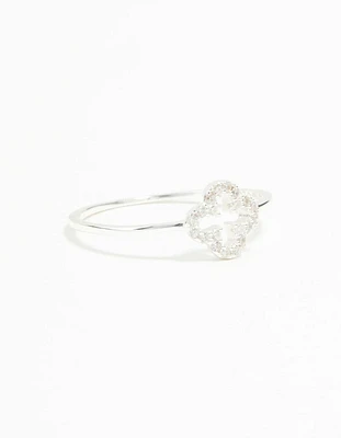 Sterling Silver Cubic Zirconia Flower Ring