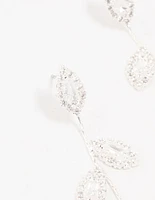 Silver Cubic Zirconia Leaf Drop Earrings