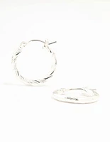 Silver Twisted Small Hoop Earrings