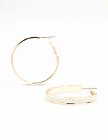 Silver Medium Glitter Hoop Earrings