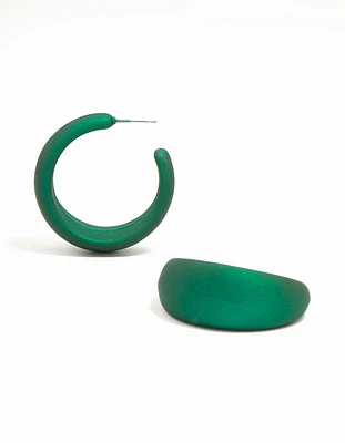 Green Pearlised Hoop Earrings