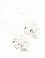 Silver Monstera Leaf Drop Earrings