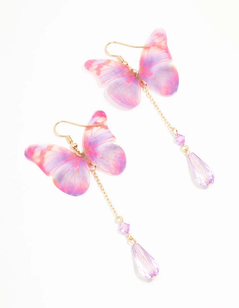 Tie Dye Butterfly Drop Earrings