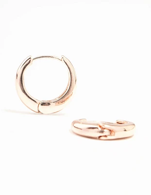 Rose Gold Plain Clicker Huggie Earrings