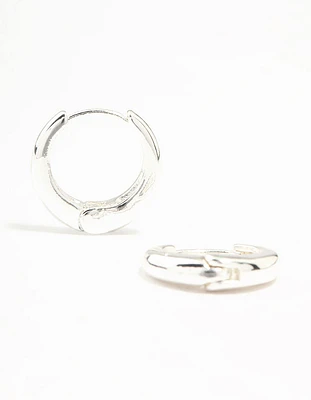 Silver Plain Clicker Huggie Earrings