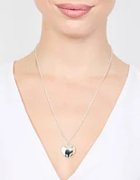 Silver Puffy Heart Ball Chain Necklace