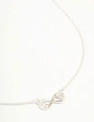 Silver Diamante Infinity With Heart Necklace