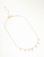 Gold Celestial Diamante Drop Necklace