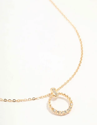 Gold Open Diamante Circle Necklace