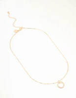 Gold Open Diamante Circle Necklace