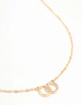 Gold Diamante Open Circle Necklace