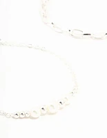 Silver Chain Link & Pearl Bracelets 2-Pack