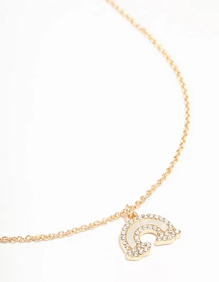 Gold Diamante Rainbow Necklace