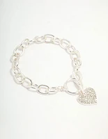 Diamante Heart Silver T & O Bracelet