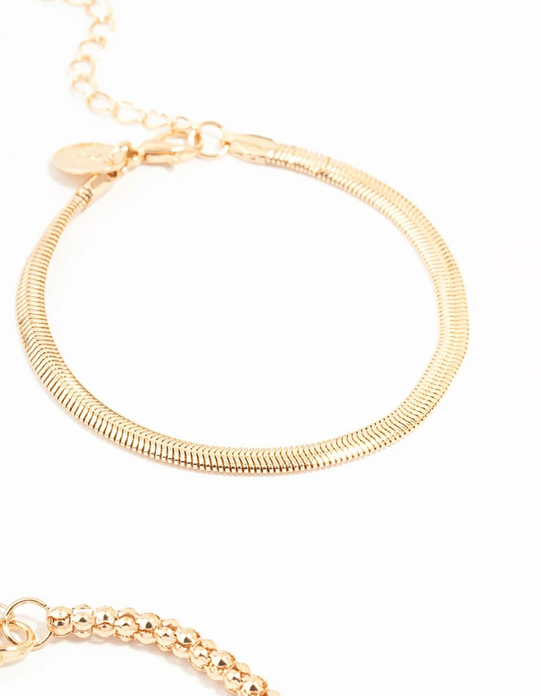 Gold Mixed Chain Bracelets 3-Pack