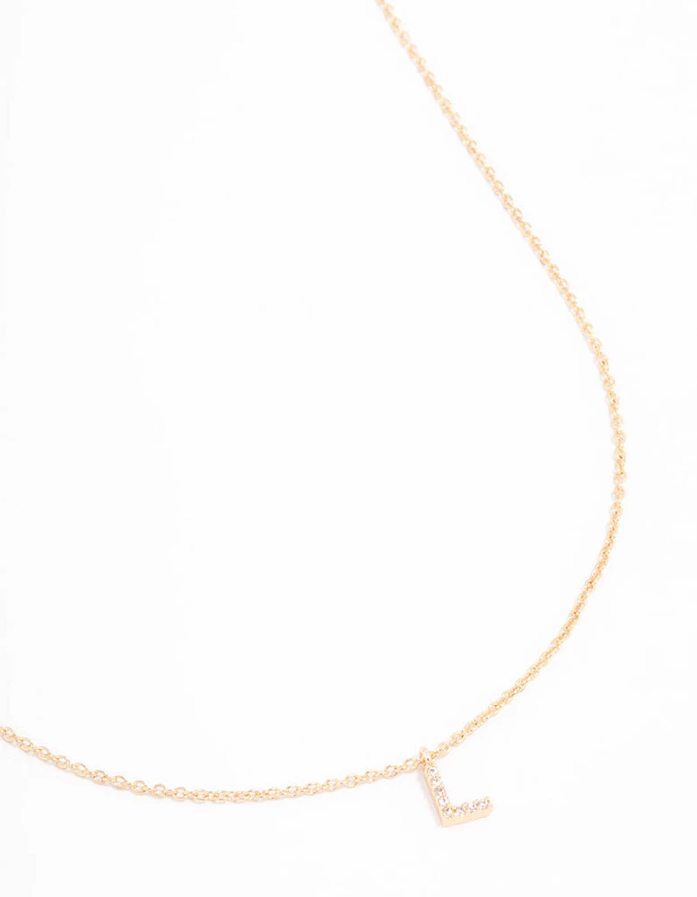 Gold Plated Cubic Zirconia Letter L Necklace