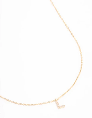 Gold Plated Cubic Zirconia Letter L  Necklace