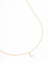 Gold Plated Cubic Zirconia Letter L  Necklace