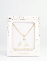 Gold Plated Cubic Zirconia Letter L  Necklace