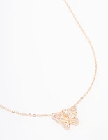 Gold Plated Cubic Zirconia Butterfly Necklace