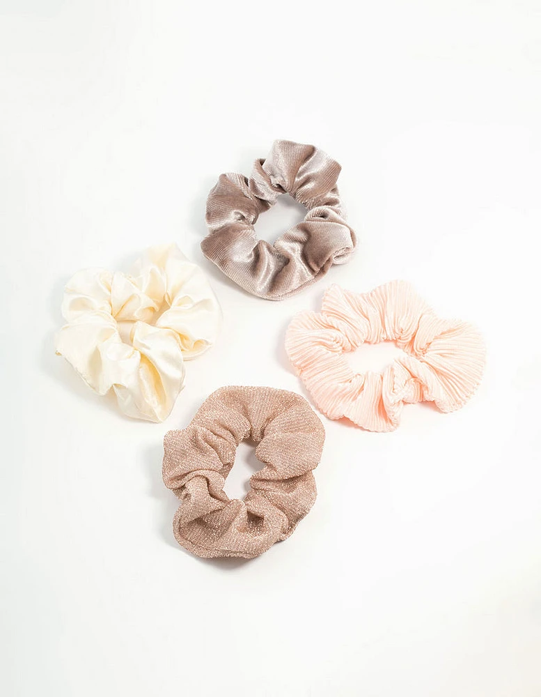 Ivory & Blush Scrunchies 4-Pack