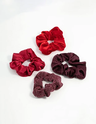 Red & Burgundy Scrunchies 4-Pack