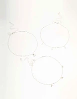 Silver Diamante Droplet Choker Necklaces 3-Pack