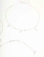 Silver Diamante Droplet Choker Necklaces 3-Pack