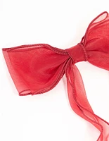 Red Organza Curly Bow Clip